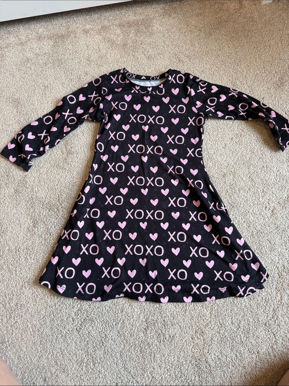 Girls Black & Pink XOXO Heart Swing Dress